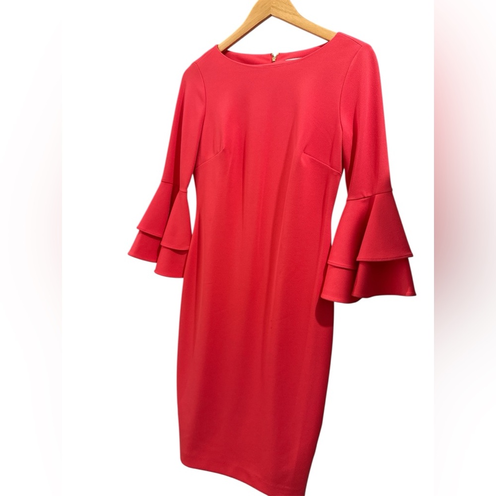 Elegant Red Flare Sleeve Dress